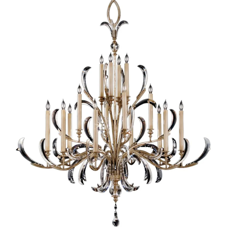Fine Art Handcrafted Lighting Beveled Arcs Sixteen-Light Two-Tier Beveled Crystal Chandelier - Image 1