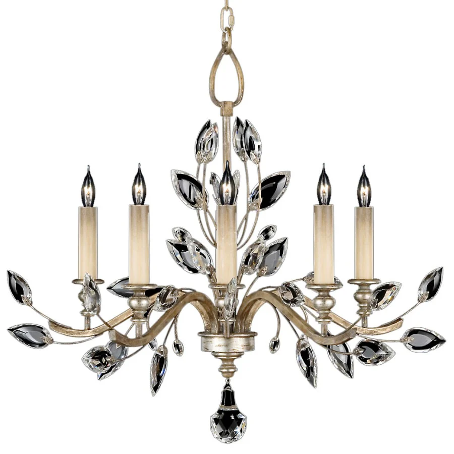 Fine Art Handcrafted Lighting Crystal Laurel Five-Light 2 Tier Chandelier with Bold-Cut Stylized Crystal Leaves - Image 1