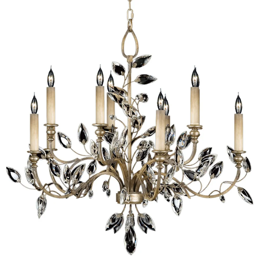 Fine Art Handcrafted Lighting Crystal Laurel Ten-Light Two-Tier Chandelier with Bold-Cut Stylized Crystal Leaves - Image 1