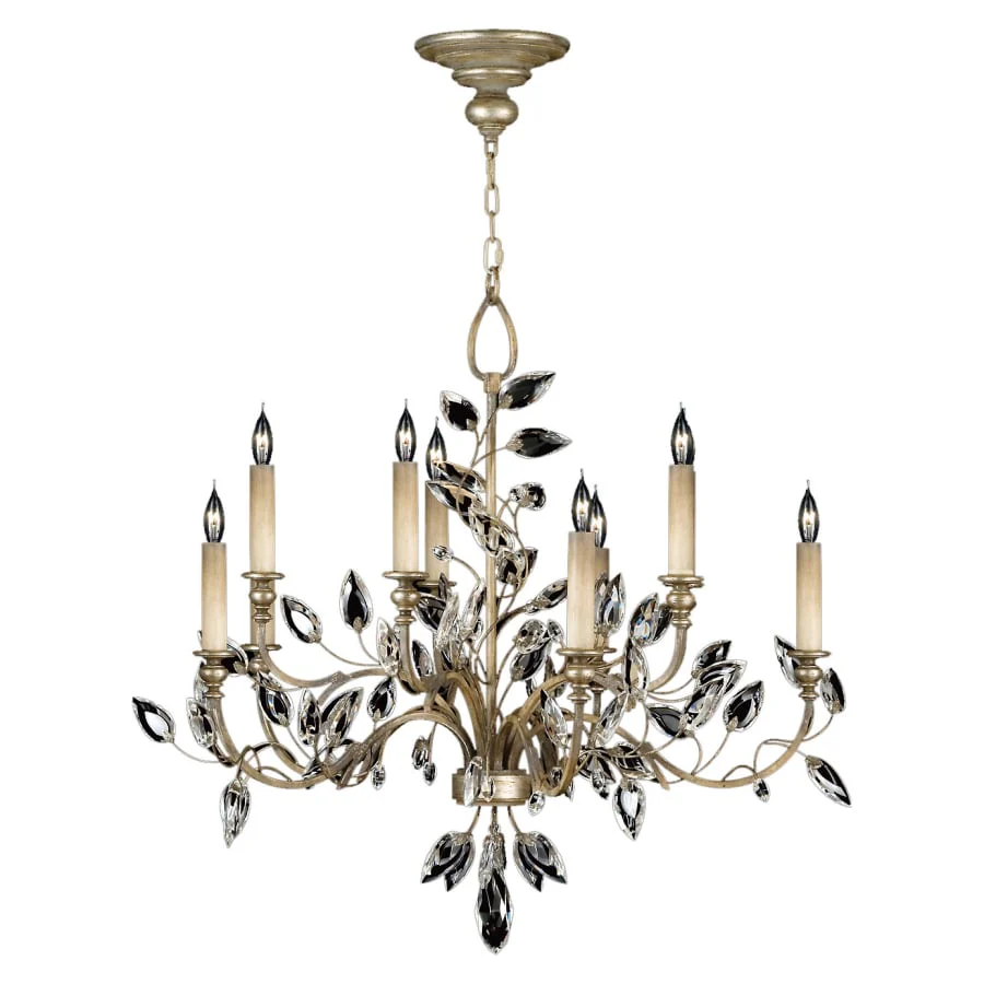 Fine Art Handcrafted Lighting Crystal Laurel Ten-Light Two-Tier Chandelier with Bold-Cut Stylized Crystal Leaves - Image 3
