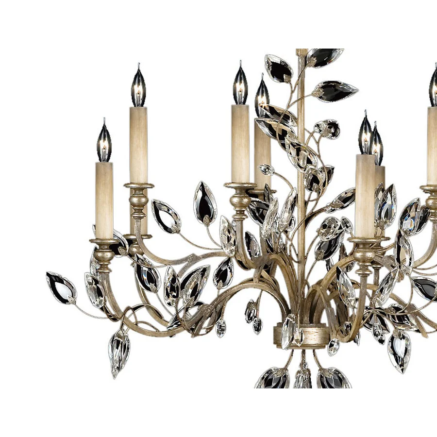 Fine Art Handcrafted Lighting Crystal Laurel Ten-Light Two-Tier Chandelier with Bold-Cut Stylized Crystal Leaves - Image 2