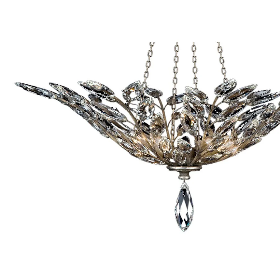 Fine Art Handcrafted Lighting Crystal Laurel Four-Light Foyer Pendant with Bold-Cut Stylized Crystal Leaves - Image 2