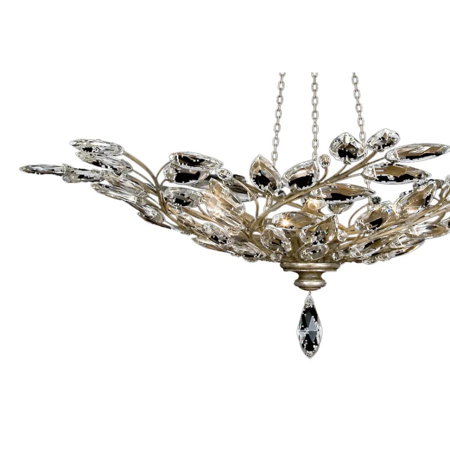 Fine Art Handcrafted Lighting Crystal Laurel Six-Light Foyer Pendant with Bold-Cut Stylized Crystal Leaves - Image 2