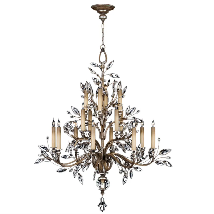 Fine Art Handcrafted Lighting Crystal Laurel Sixteen-Light Three-Tier Chandelier with Bold-Cut Stylized Crystal Leaves - Image 2