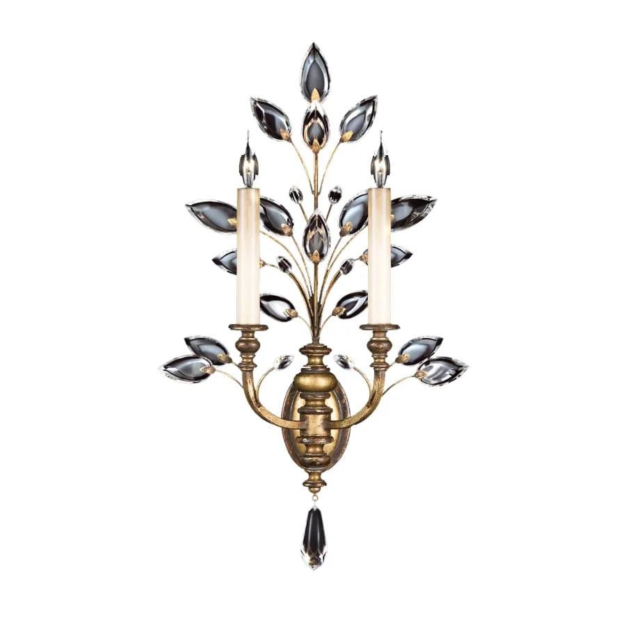 Fine Art Handcrafted Lighting Crystal Laurel 2 Light 28" Tall Wall Sconce - Image 1