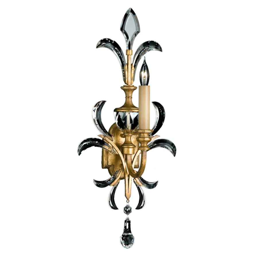 Fine Art Handcrafted Lighting Beveled Arcs Gold Single-Light Beveled Crystal Wall Sconce - Image 1