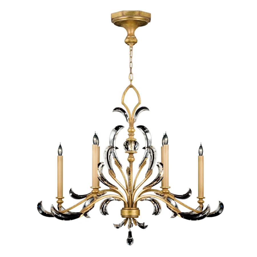 Fine Art Handcrafted Lighting Beveled Arcs Gold Six-Light Single-Tier Beveled Crystal Chandelier - Image 3