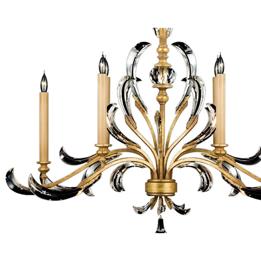 Fine Art Handcrafted Lighting Beveled Arcs Gold Six-Light Single-Tier Beveled Crystal Chandelier - Image 2