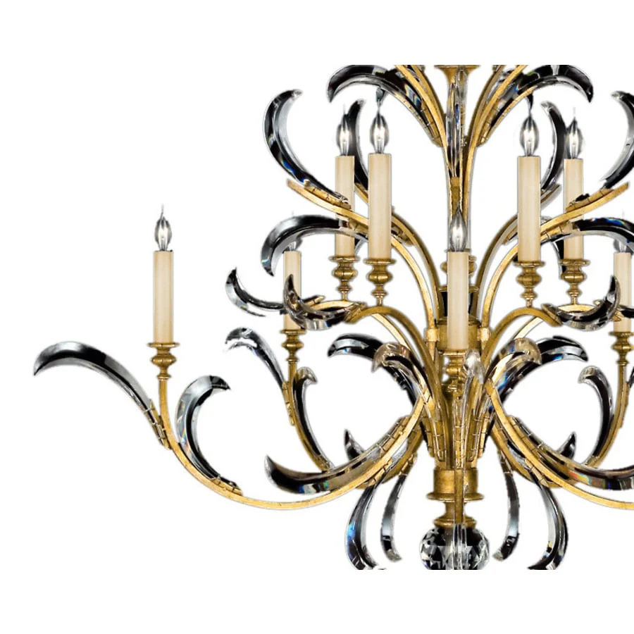 Fine Art Handcrafted Lighting Beveled Arcs Gold Ten-Light Two-Tier Beveled Crystal Chandelier - Image 2