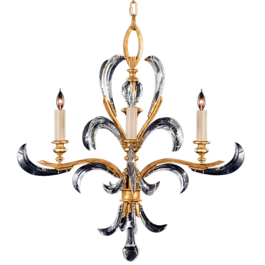 Fine Art Handcrafted Lighting Beveled Arcs Gold Four-Light Single-Tier Beveled Crystal Chandelier - Image 1