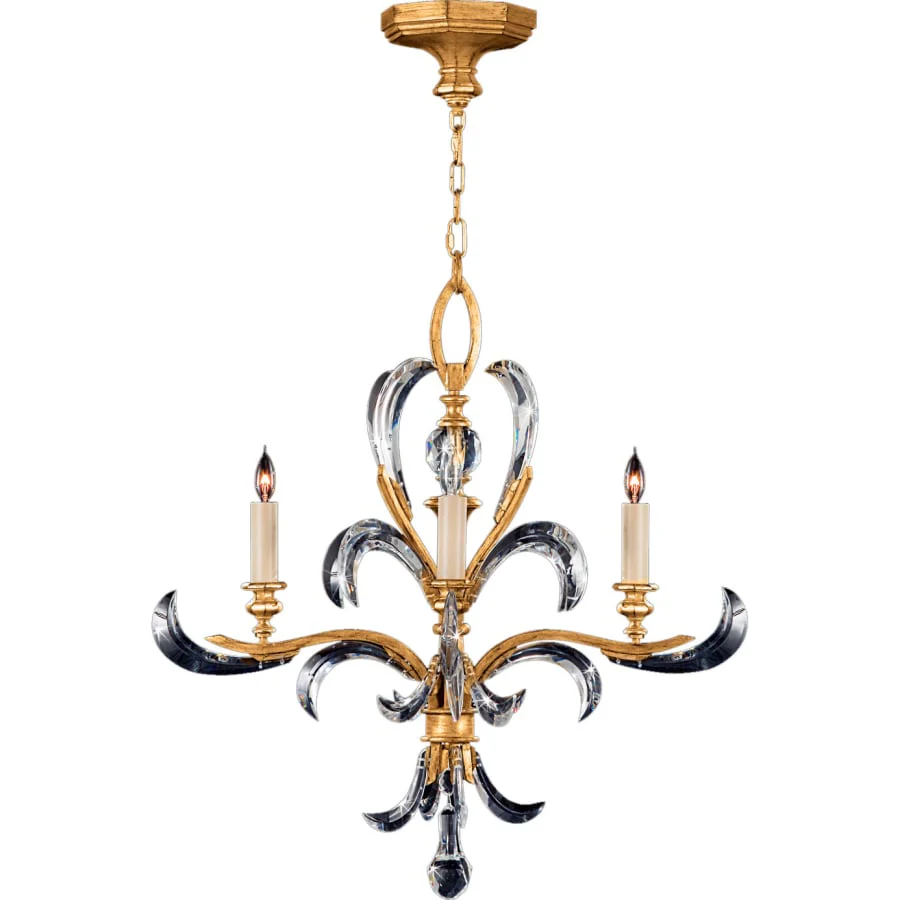 Fine Art Handcrafted Lighting Beveled Arcs Gold Four-Light Single-Tier Beveled Crystal Chandelier - Image 2