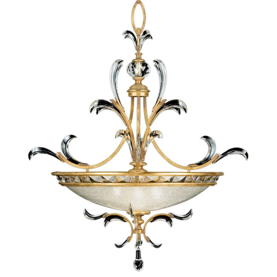 Fine Art Handcrafted Lighting Beveled Arcs Gold 32" Diameter Three-Light Beveled Crystal Bowl Pendant - Image 1