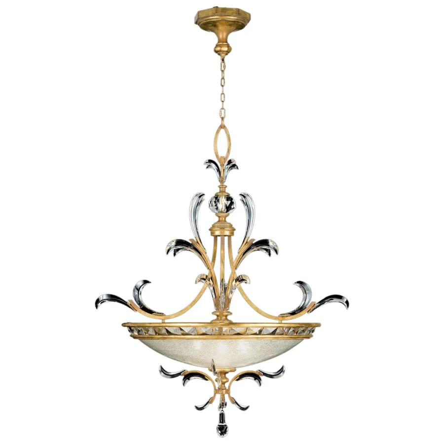 Fine Art Handcrafted Lighting Beveled Arcs Gold 32" Diameter Three-Light Beveled Crystal Bowl Pendant - Image 2
