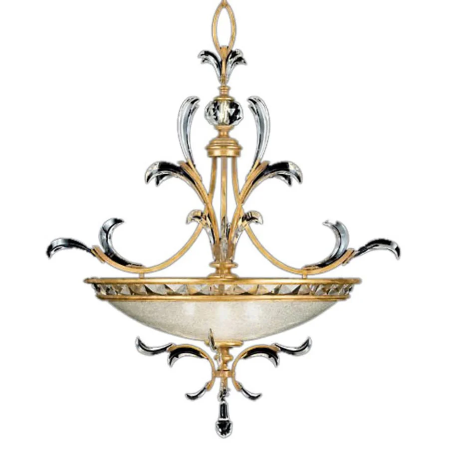 Fine Art Handcrafted Lighting Beveled Arcs Gold 44" Diameter Three-Light Beveled Crystal Foyer Pendant - Image 1