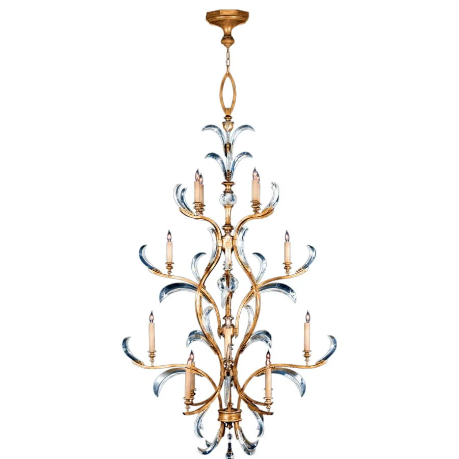 Fine Art Handcrafted Lighting Beveled Arcs Gold Sixteen-Light Three-Tier Beveled Crystal Chandelier - Image 3