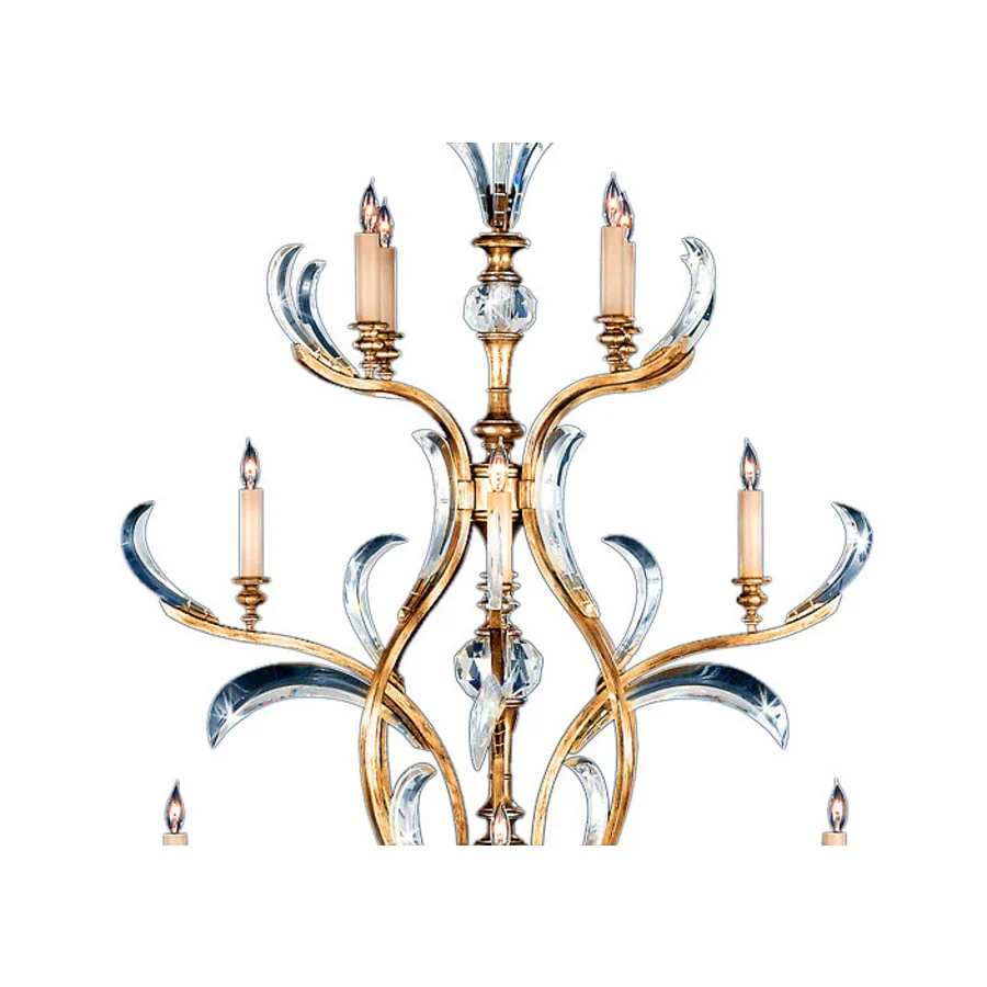 Fine Art Handcrafted Lighting Beveled Arcs Gold Sixteen-Light Three-Tier Beveled Crystal Chandelier - Image 2
