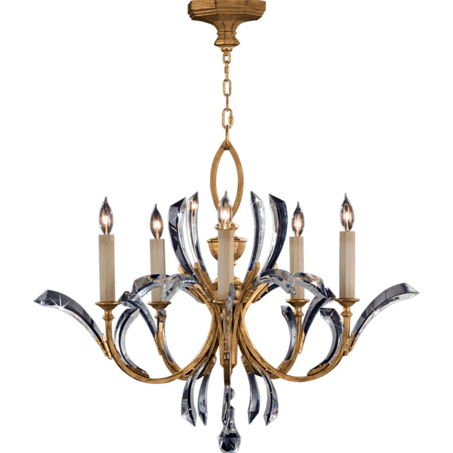 Fine Art Handcrafted Lighting Beveled Arcs Gold Five-Light Single-Tier Beveled Crystal Chandelier - Image 2