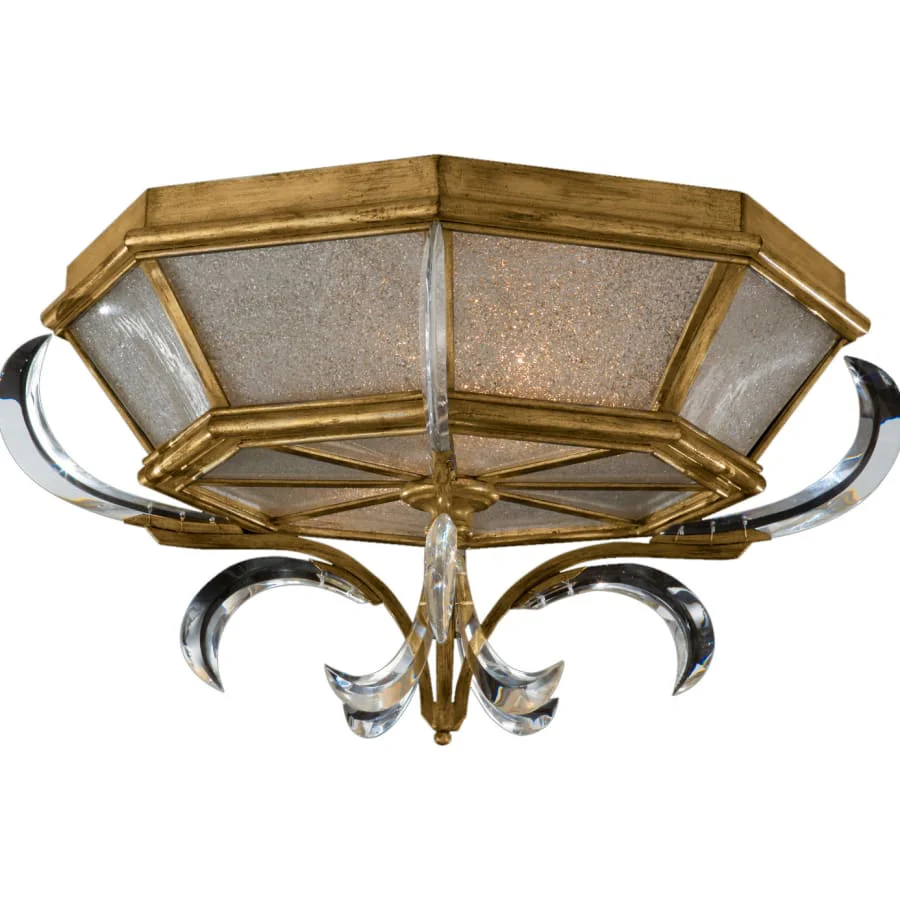 Fine Art Handcrafted Lighting Beveled Arcs Gold 26″ Diameter Two-Light Flush Mount Beveled Crystal Ceiling Fixture