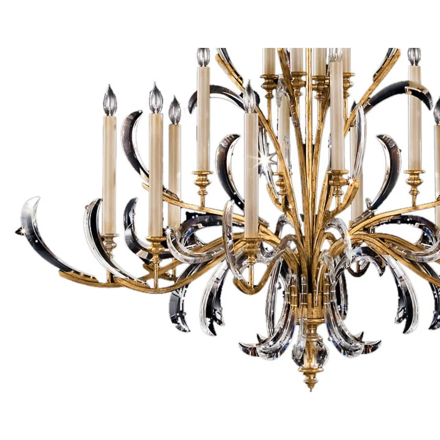 Fine Art Handcrafted Lighting Beveled Arcs Gold Sixteen-Light Two-Tier Beveled Crystal Chandelier - Image 2
