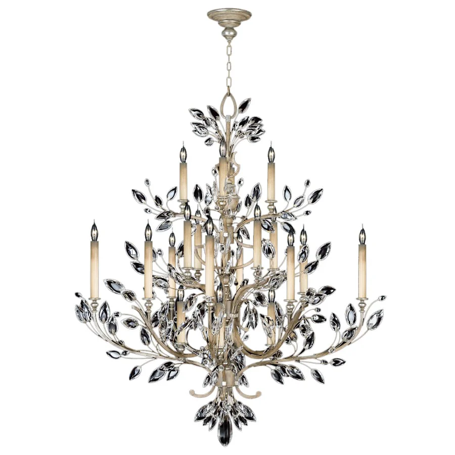 Fine Art Handcrafted Lighting Crystal Laurel Twenty-Light Two-Tier Chandelier with Bold-Cut Stylized Crystal Leaves - Image 3