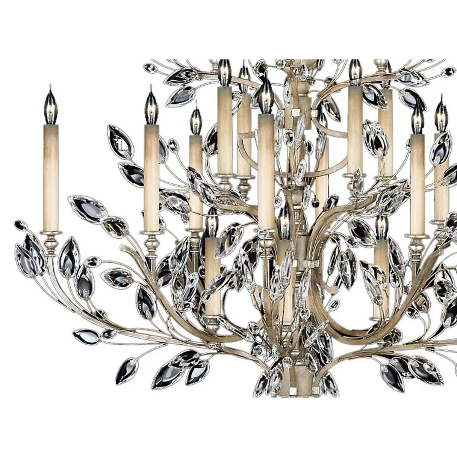 Fine Art Handcrafted Lighting Crystal Laurel Twenty-Light Two-Tier Chandelier with Bold-Cut Stylized Crystal Leaves - Image 2