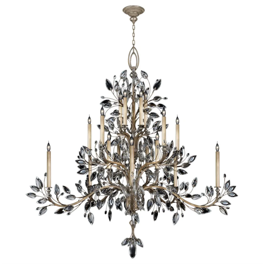 Fine Art Handcrafted Lighting Crystal Laurel Twenty-Light Three-Tier Chandelier with Bold-Cut Stylized Crystal Leaves - Image 3