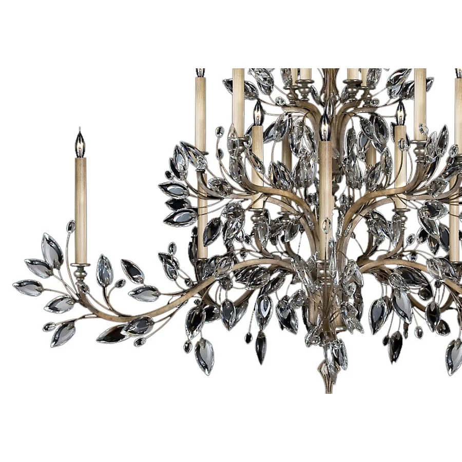 Fine Art Handcrafted Lighting Crystal Laurel Twenty-Light Three-Tier Chandelier with Bold-Cut Stylized Crystal Leaves - Image 2