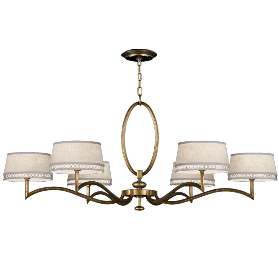 Fine Art Handcrafted Lighting Allegretto Gold Six-Light Single-Tier Chandelier with White Textured Linen Shades - Image 1