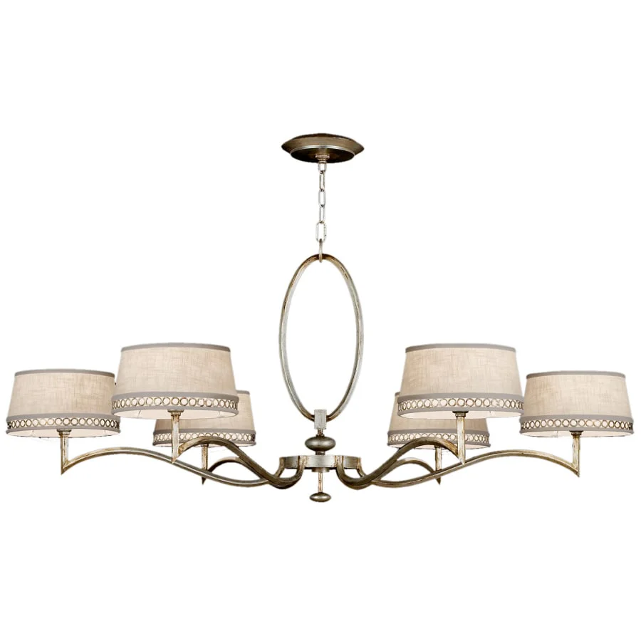 Fine Art Handcrafted Lighting Allegretto Silver Six-Light Single-Tier Chandelier with White Textured Linen Shades - Image 1