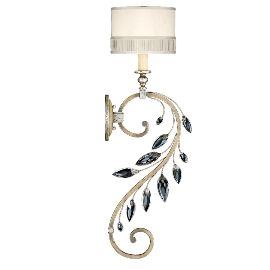Fine Art Handcrafted Lighting Crystal Laurel Single-Light Wall Sconce with Bold-Cut Stylized Crystal Leaves - Image 1