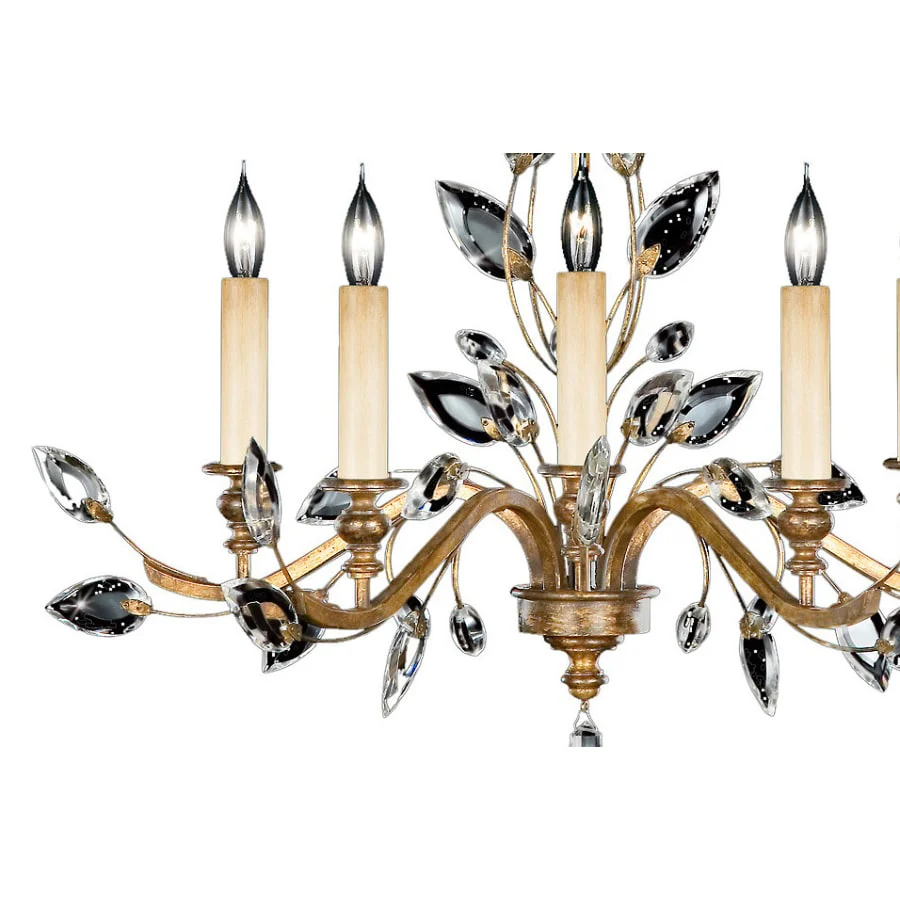 Fine Art Handcrafted Lighting Crystal Laurel Gold Five-Light Single-Tier Chandelier with Bold-Cut Stylized Crystal Leaves - Image 2