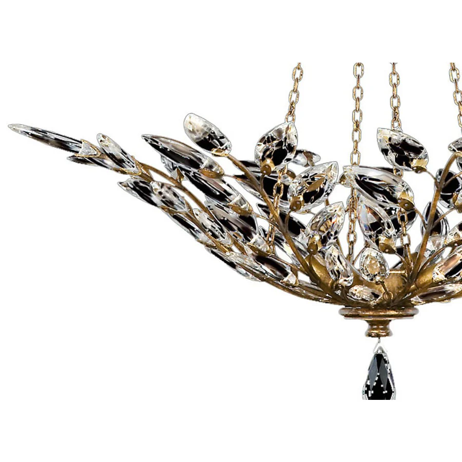 Fine Art Handcrafted Lighting Crystal Laurel Gold Four-Light Foyer Pendant with Bold-Cut Stylized Crystal Leaves - Image 2