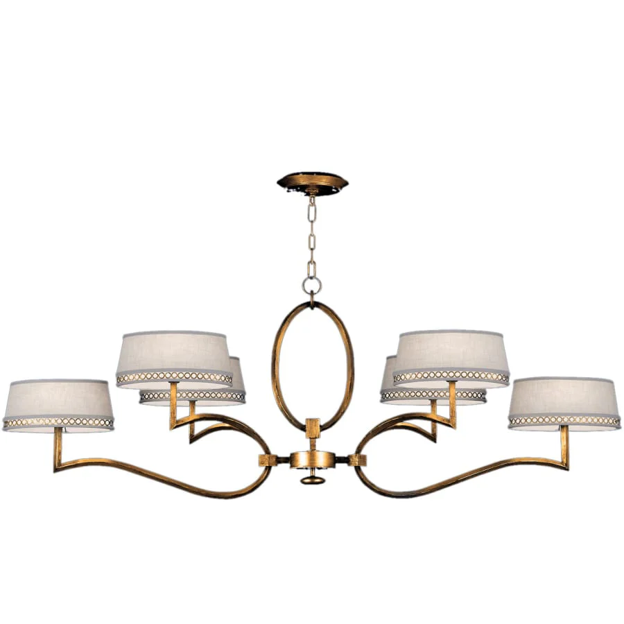 Fine Art Handcrafted Lighting Allegretto Gold Six-Light 2 Tier Chandelier with White Textured Linen Shades - Image 1