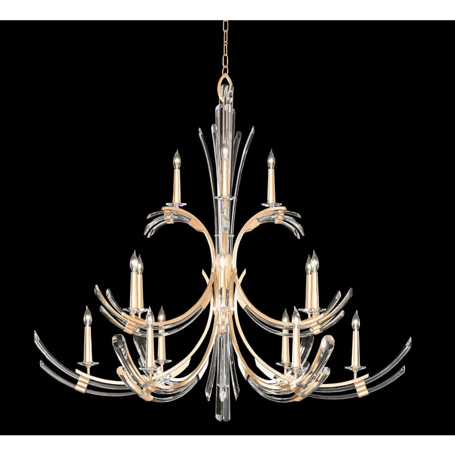 Fine Art Handcrafted Lighting Trevi 15 Light 56" Wide Crystal Abstract Chandelier - Image 1