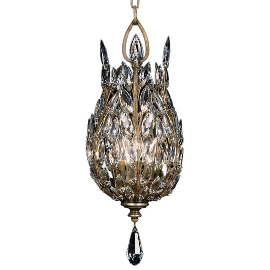 Fine Art Handcrafted Lighting Crystal Laurel Three-Light Foyer Pendant with Bold-Cut Stylized Crystal Leaves - Image 1