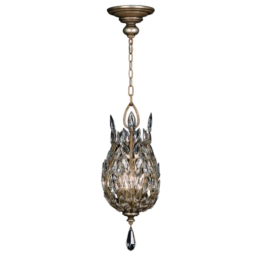 Fine Art Handcrafted Lighting Crystal Laurel Three-Light Foyer Pendant with Bold-Cut Stylized Crystal Leaves - Image 2