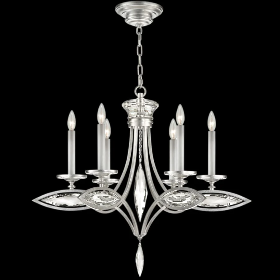 Fine Art Handcrafted Lighting 6 Light 1 Tier Chandelier with Hand-Cut Faceted Crystals from the Marquise Collection - Image 2