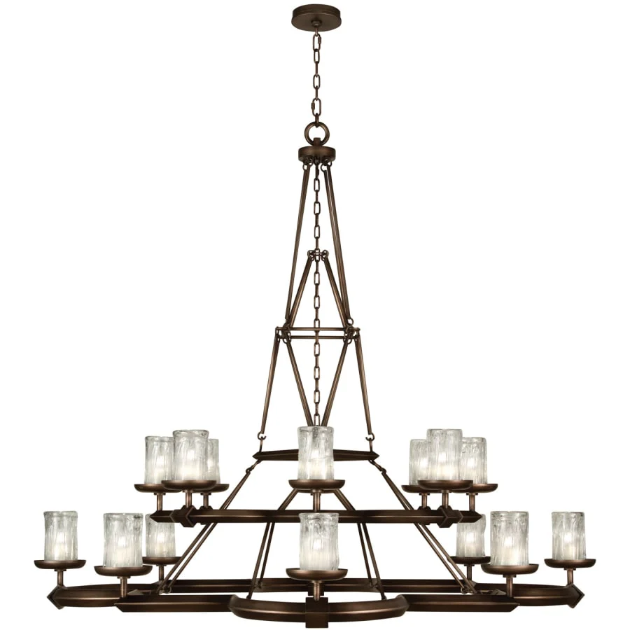 Fine Art Handcrafted Lighting Liaison Sixteen-Light Foyer Pendant with Bold Metal Accents and Hand-Blown Glass Shades - Image 3