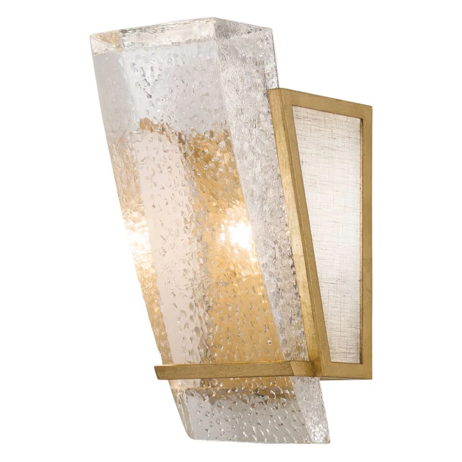 Fine Art Handcrafted Lighting Crownstone Single Light 13″ Tall Wall Sconce with Linen Shade
