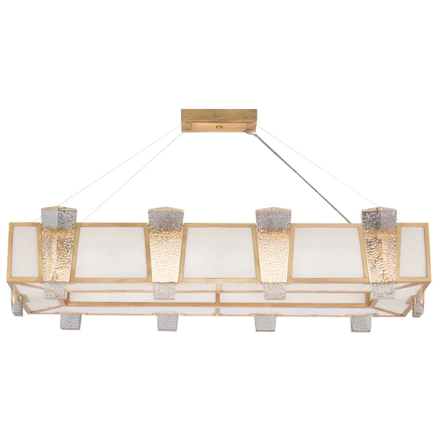Fine Art Handcrafted Lighting Crownstone 16 Light 52" Wide Linear Chandelier with Linen Shade - Image 1