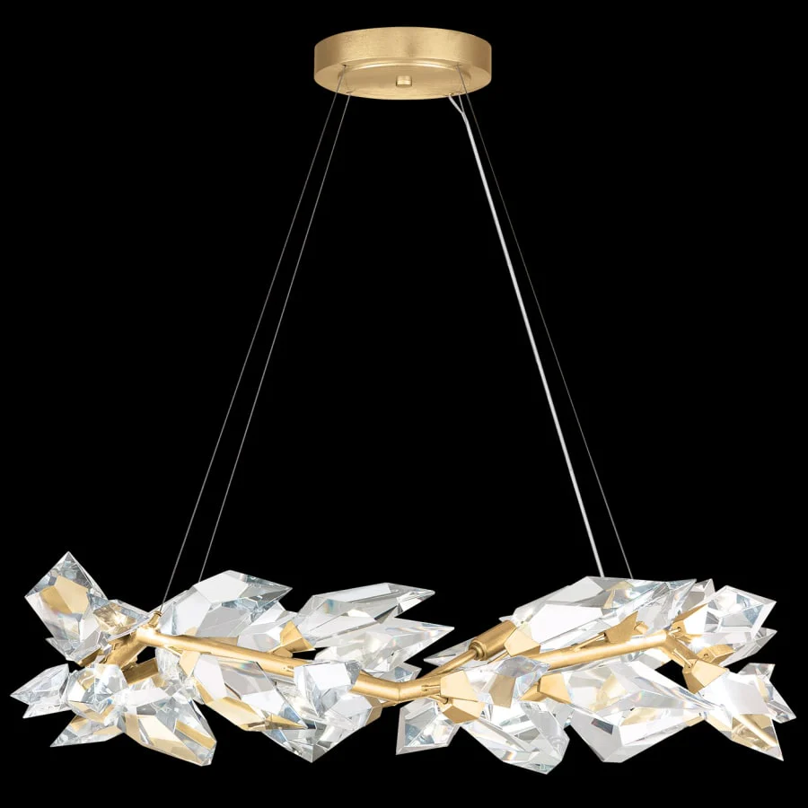 Fine Art Handcrafted Lighting Foret 34" Round Pendant with Hand-cut Faceted Crystal Leaves - Image 2