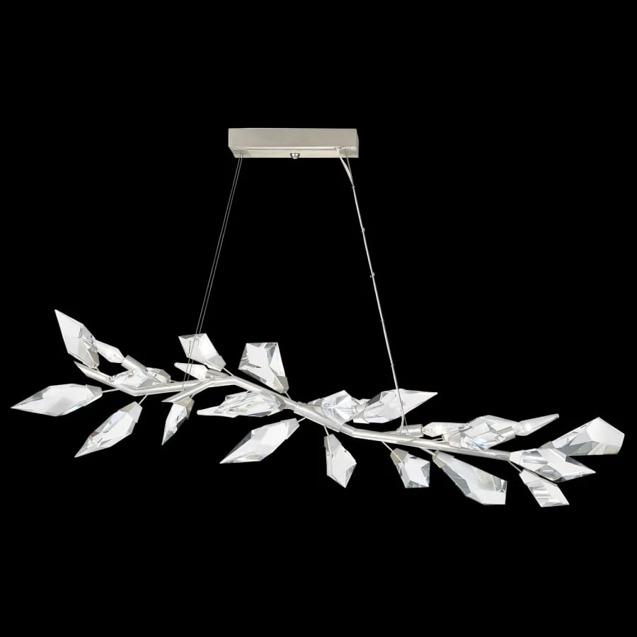 Fine Art Handcrafted Lighting Foret 48" Linear Pendant with Hand-cut Faceted Crystal Leaves - Image 2
