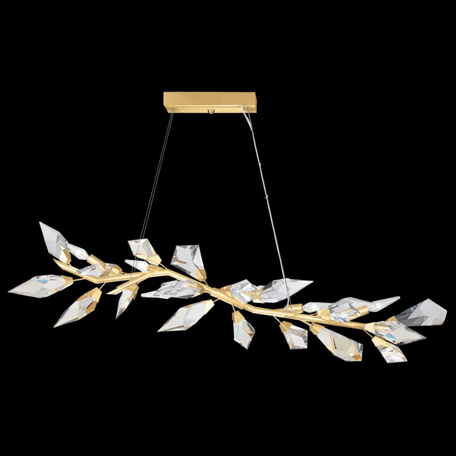 Fine Art Handcrafted Lighting Foret 48" Linear Pendant with Hand-cut Faceted Crystal Leaves - Image 3