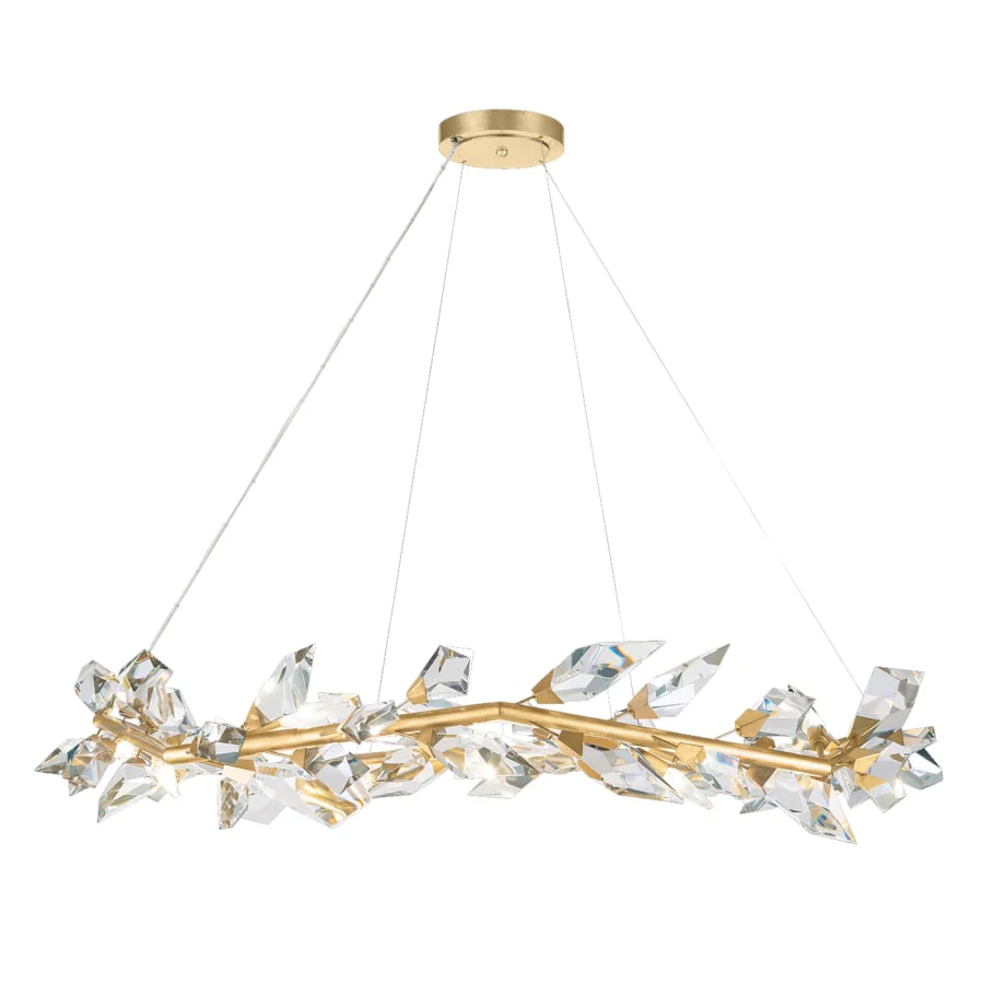 Fine Art Handcrafted Lighting Foret 55" Round Pendant with Hand-cut Faceted Crystal Leaves - Image 1