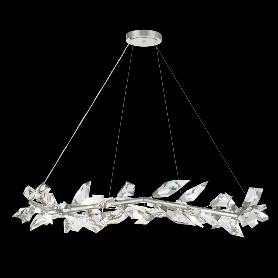 Fine Art Handcrafted Lighting Foret 55" Round Pendant with Hand-cut Faceted Crystal Leaves - Image 3