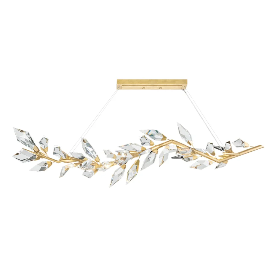 Fine Art Handcrafted Lighting Foret 72" Linear Pendant with Hand-cut Faceted Crystal Leaves - Image 1