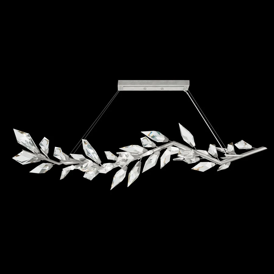 Fine Art Handcrafted Lighting Foret 72" Linear Pendant with Hand-cut Faceted Crystal Leaves - Image 2