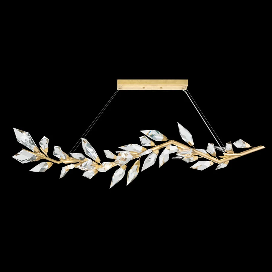 Fine Art Handcrafted Lighting Foret 72" Linear Pendant with Hand-cut Faceted Crystal Leaves - Image 3