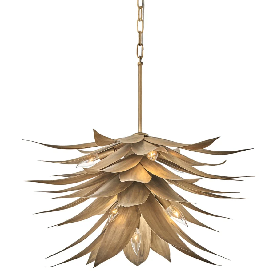 Fredrick Ramond Agave 7 Light 26" Wide Taper Candle Pendant with Hand Sculpted Steel Leaves - Image 1