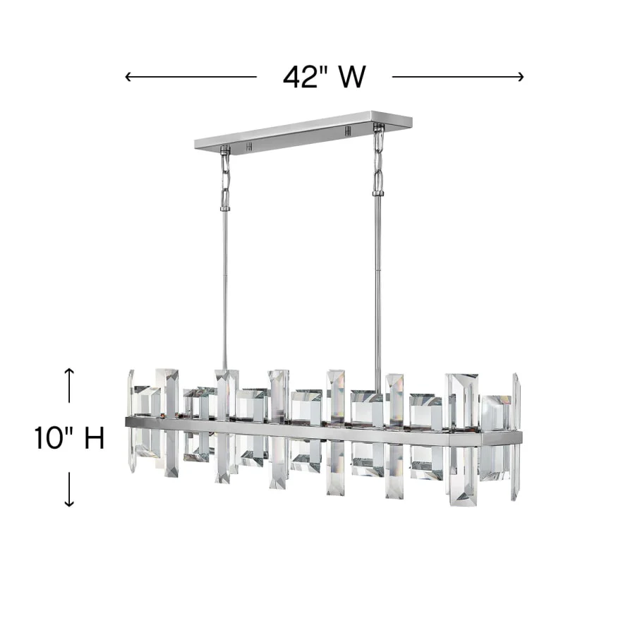 Fredrick Ramond Odette 8 Light 42" Wide Linear Chandelierwith Emerald Cut Crystal Panels - Image 2